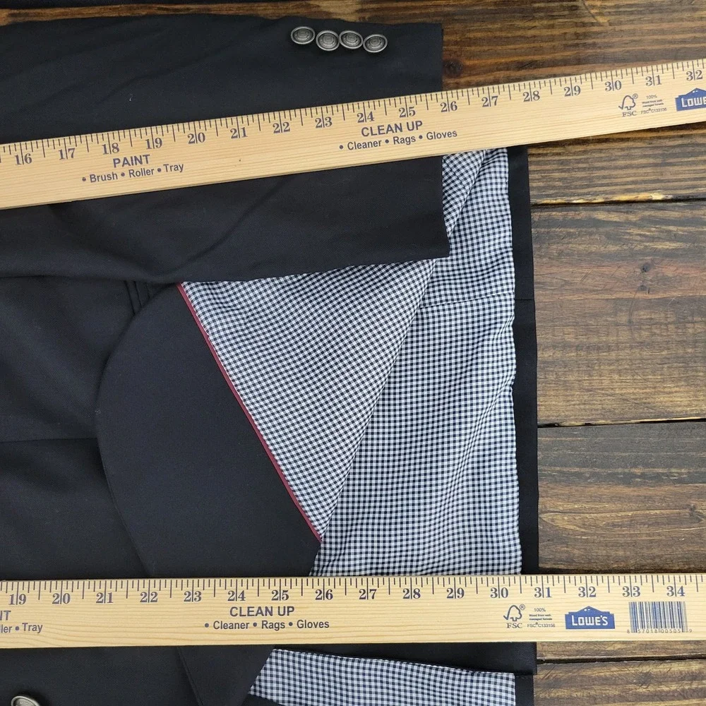 Stafford Men's Sport Coat Blazer Two Button Solid‎ Black Wool Size Classic 48R